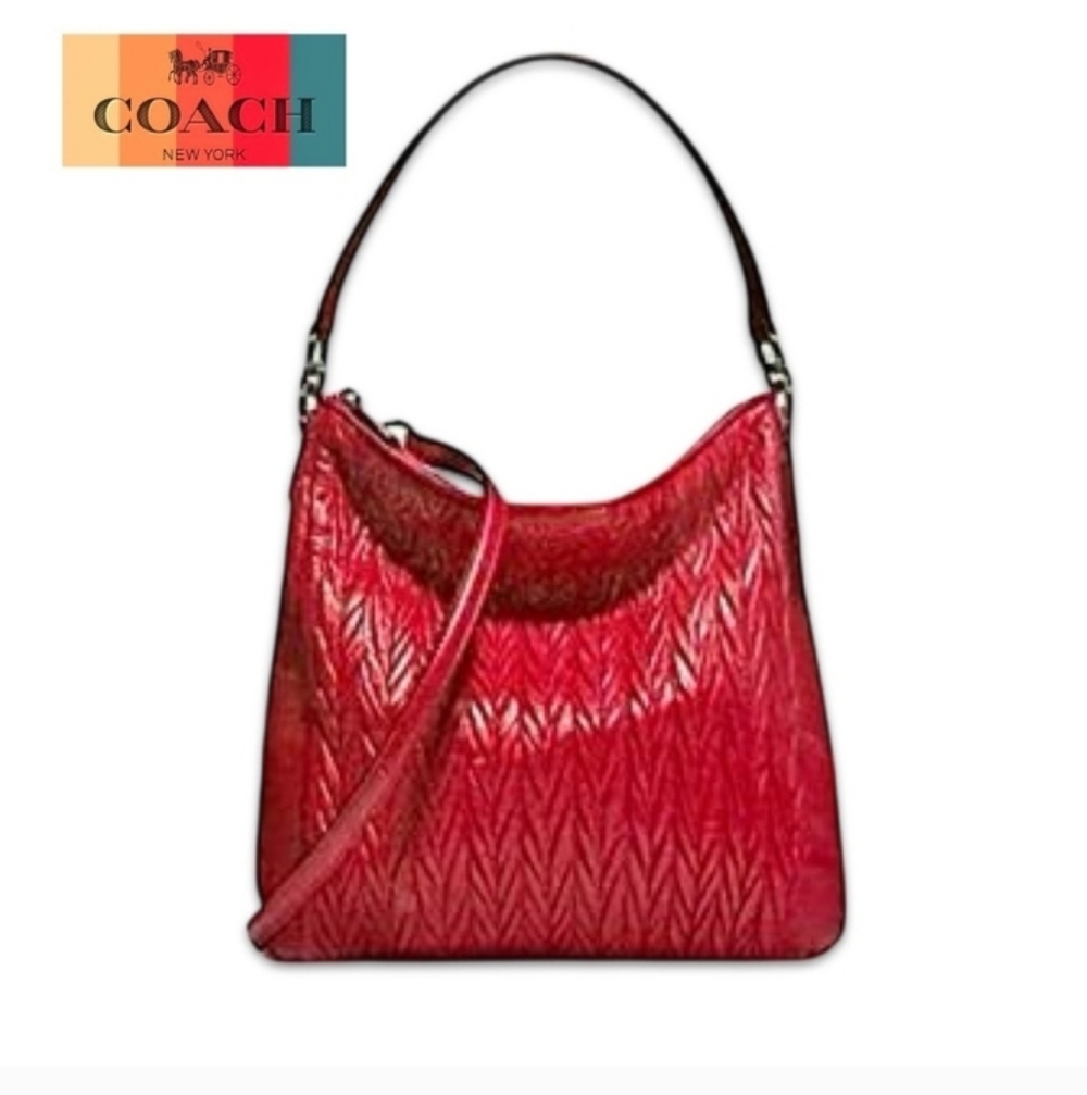 COACH EUC RED QUILTED LEATHER HANDBAG